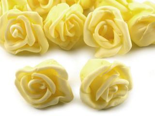 Dekorační pěnová růže Ø 4 cm Barva: sv. žlutá