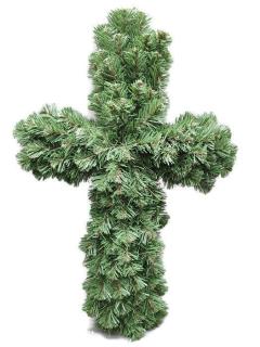 Kříž umělé jehličí - 50 cm zelený