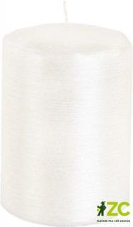 Svíčka válec Kontury drátkovaný motiv - metalická bílá Velikost - svíčky: 70 x 100 mm