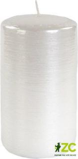 Svíčka válec Kontury drátkovaný motiv - metalická bílá Velikost - svíčky: 70 x 130 mm