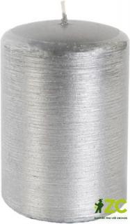Svíčka válec Kontury drátkovaný motiv - metalická stříbrná Velikost - svíčky: 70 x 100 mm