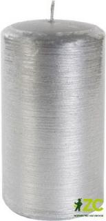 Svíčka válec Kontury drátkovaný motiv - metalická stříbrná Velikost - svíčky: 70 x 130 mm