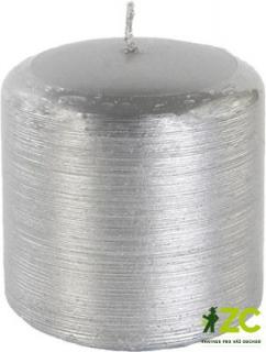Svíčka válec Kontury drátkovaný motiv - metalická stříbrná Velikost - svíčky: 70 x 70 mm