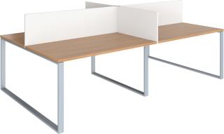 Čtyřmístná sestava stolů s 2 paravány 362x162x75