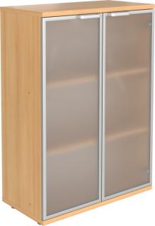 Skříň střední s matnými skleněnými dveřmi rámečku 80x40x113