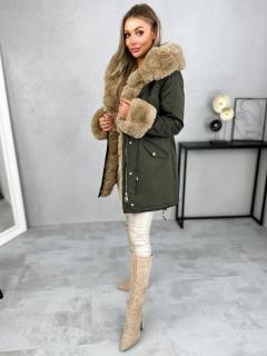 Bunda s kožíškem LISA khaki Velikost: XL