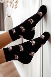 Dámské ponožky černé medvídek