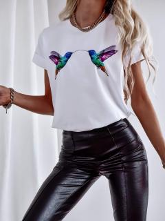 Dámské triko Kolibřík bílé Velikost: XL