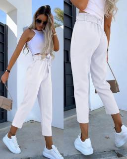 Elegantní kalhoty s páskem bílé