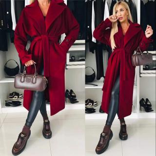 Flaušový kabát AMANDA bordo