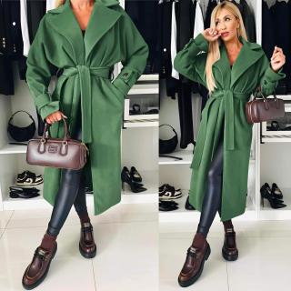 Flaušový kabát AMANDA zelený