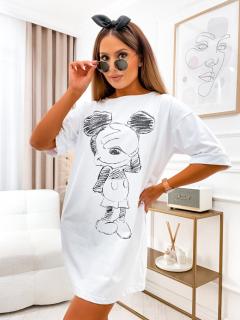 Tričkové šaty Mickey bílé