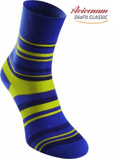 Ponožky DiaFit CLASSIC Avicenum - antibakteriální Barva: Modrá/Limetková, Velikost: 36-39