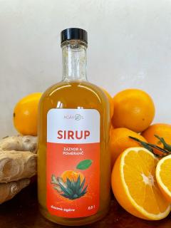 Sirup Agávos: pomeranč, zázvor, agáve