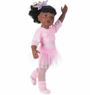 Götz panenka Hannah baletka kudrnatá (Stojící panenka s dlouhými černými vlasy, hnědýma očima a certifikátem)