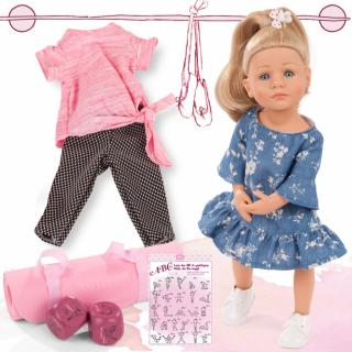 Götz panenka Lotta s doplňky na cvičení  (9-kloubová stojící panenka, 36 cm vysoká, má blond vlasy, modré oči, z kolekce Little Kidz 2021)
