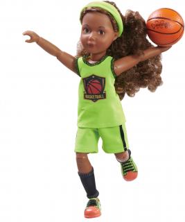 Kruselings panenka Joy basketbalistka (13-kloubová panenka, 23 cm vysoká, hnědé vlasy, hnědé oči)