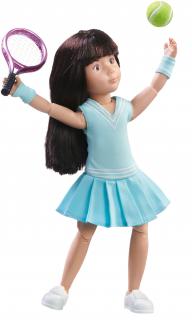 Kruselings panenka Luna tenistka (13-kloubová panenka, 23 cm vysoká, černé vlasy, hnědé oči)