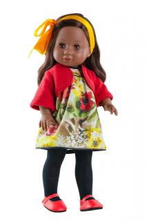Paola Reina panenka Amor s mašlí (5-kloubová panenka, 42 cm vysoká, hnědé vlasy, hnědé oči, mrkací)