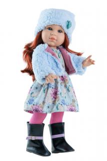 Paola Reina panenka Becky v modrém kabátku (5-kloubová panenka, 42 cm vysoká, rezavé vlasy, modré oči, nemrkací)