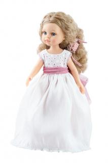 Paola Reina panenka Carla v bílých šatech (5-kloubová panenka, 32 cm vysoká, blond vlasy, modré oči, nemrkací)