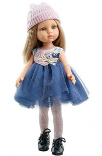 Paola Reina panenka Carla v čepičce (5-kloubová panenka, 32 cm vysoká, blond vlasy, hnědé oči, nemrkací)