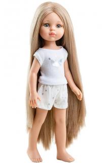 Paola Reina panenka Carla v pyžamu s vlasy až na zem (5-kloubová panenka, 32 cm vysoká, blond vlasy, modré oči, nemrkací)