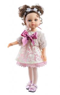 Paola Reina panenka Carol s culíky (5-kloubová panenka, 32 cm vysoká, hnědé vlasy, modré oči, nemrkací)