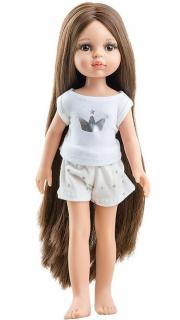 Paola Reina panenka Carol v pyžamu s vlasy až na zem (5-kloubová panenka, 32 cm vysoká, hnědé vlasy, hnědé oči, nemrkací)