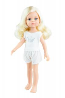 Paola Reina panenka Claudia v pyžamu  (5-kloubová panenka, 32 cm vysoká, blond vlasy, modré oči, nemrkací)