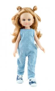 Paola Reina panenka Cleo v modrém overalu (5-kloubová panenka, 32 cm vysoká, světle zrzavé vlasy, modré oči, nemrkací)