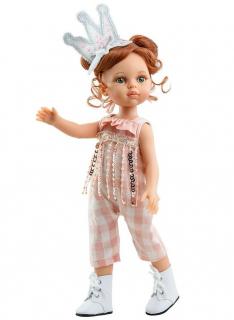 Paola Reina panenka Cristi s korunkou (5-kloubová panenka, 32 cm vysoká, rezavé vlasy, zelené oči, nemrkací)