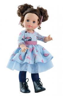 Paola Reina panenka Emily s culíčky (5-kloubová panenka, 42 cm vysoká, hnědé vlasy, modré oči, mrkací)