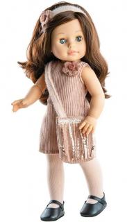 Paola Reina panenka Emily s taštičkou (5-kloubová panenka, 42 cm vysoká, hnědé vlasy, modré oči, mrkací)