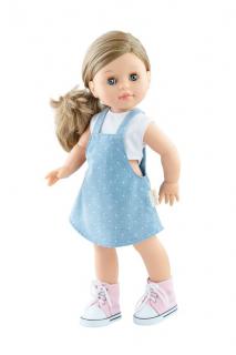 Paola Reina panenka Emma v puntíkaté sukni (5-kloubová panenka, 42 cm vysoká, blond vlasy, modré oči, mrkací)