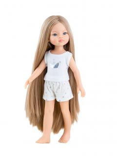 Paola Reina panenka Manica v pyžamu s vlasy až na zem (5-kloubová panenka, 32 cm vysoká, blond vlasy, tyrkysové oči, nemrkací)