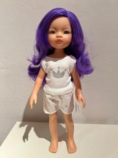 Paola Reina panenka Mar v pyžamu  (5-kloubová panenka, 32 cm vysoká, fialové vlasy, modré oči, nemrkací)