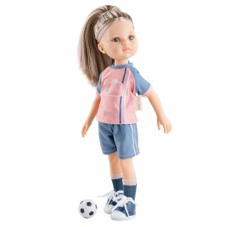 Paola Reina panenka Monica fotbalistka (5-kloubová panenka, 32 cm vysoká, světle hnědé vlasy s melíry, hnědé oči, nemrkací)