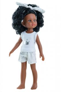 Paola Reina panenka Nora v pyžamu (5-kloubová panenka, 32 cm vysoká, černé vlasy, hnědé oči, nemrkací)