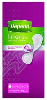 Inkontinenční vložky, Depend Ultra Mini, 22 ks