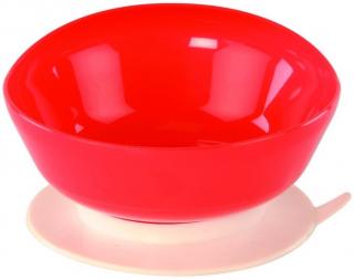 Jídelní miska s extra vyvýšeným okrajem s protiskluzovou podložkou -: červená