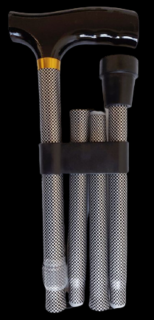 Skládací podpůrná hůl s dřevěnou rukojetí, 85 - 95 cm, stříbrno-černá