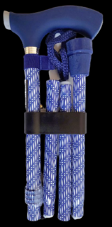 Skládací podpůrná hůl se silikonovou rukojetí, 85 - 95 cm, modro - bílá
