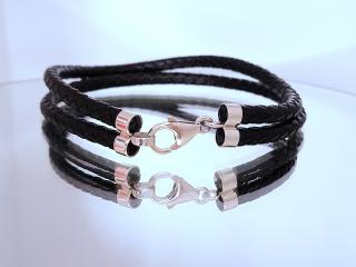 Chlapský kožený dvou náramek 0,55mm, Ag 25,5 cm