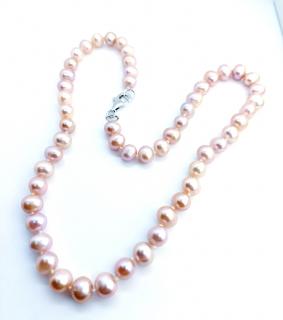 Dámský perlový náhrdelník - lila Ag 925/000, 44 cm