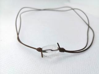 kožený náhrdelník - obojek s křišťálem Sibiř