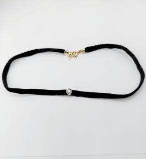 La Sallon - modelový náhrdelník sametka, zirkon, 14 kt zlato