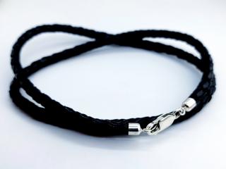 Pánský náramek - náhrdelník Ag  pletená kůže 4,0 mm