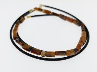 Pánský nebo dámský modelový náhrdelník  TYRO - náramek - tygří oko, žluté zlato 14Kt
