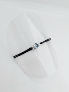 SUI modelový stříbrný náramek s velkým akvamarínem SHAMBALLA